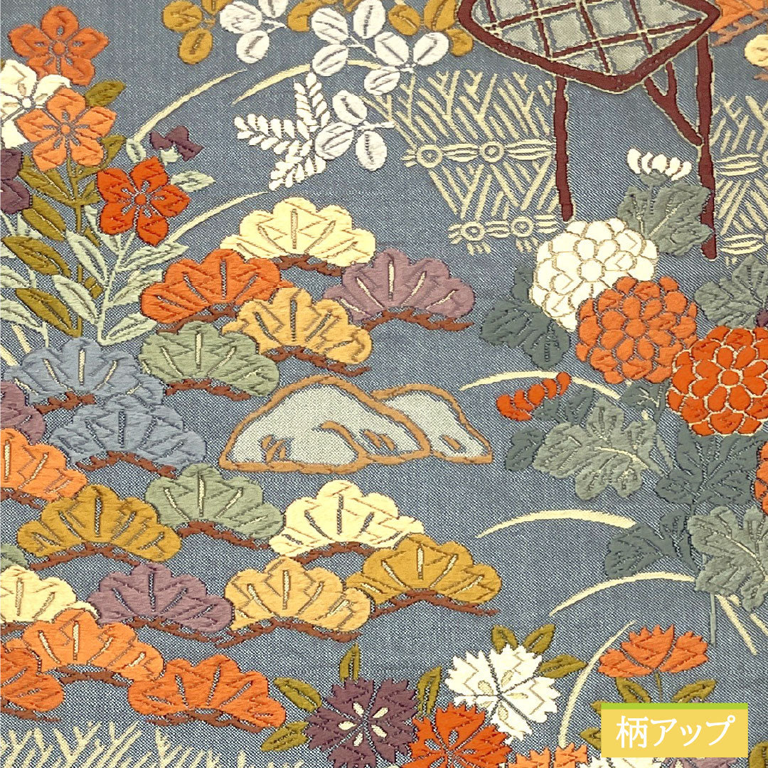 袋帯 正絹 Aランク 鉛色（なまりいろ） 西陣織 唐織 茶屋辻模様  帯丈426cm 六通 フォーマル グレー系 1123016933322