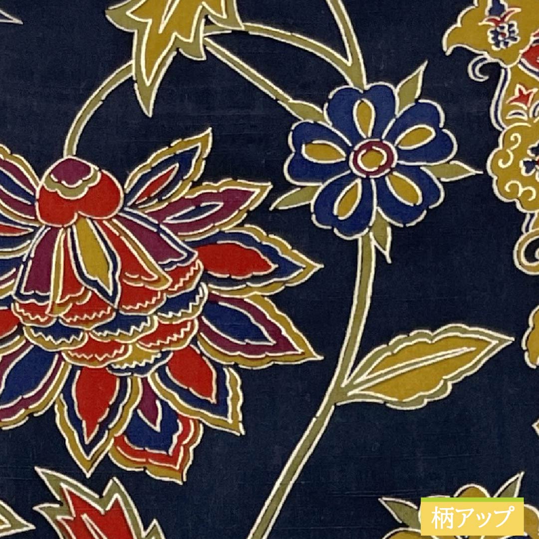 半幅帯 正絹 Sランク 黒色（くろいろ） 唐花模様 広幅 帯丈357cm 黒系 1125003052310