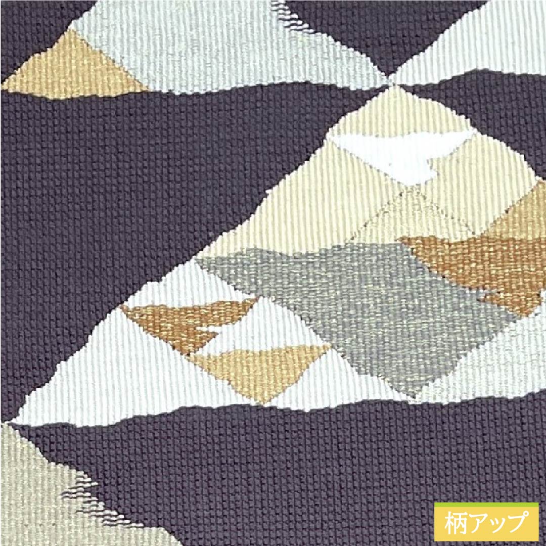 名古屋帯 爪搔き綴れ 井筒屋瀬平 深滅紫色 鱗 帯丈396cm 正絹 Sランク ポイント柄 カジュアル グレー系 1124005822322  松葉仕立て