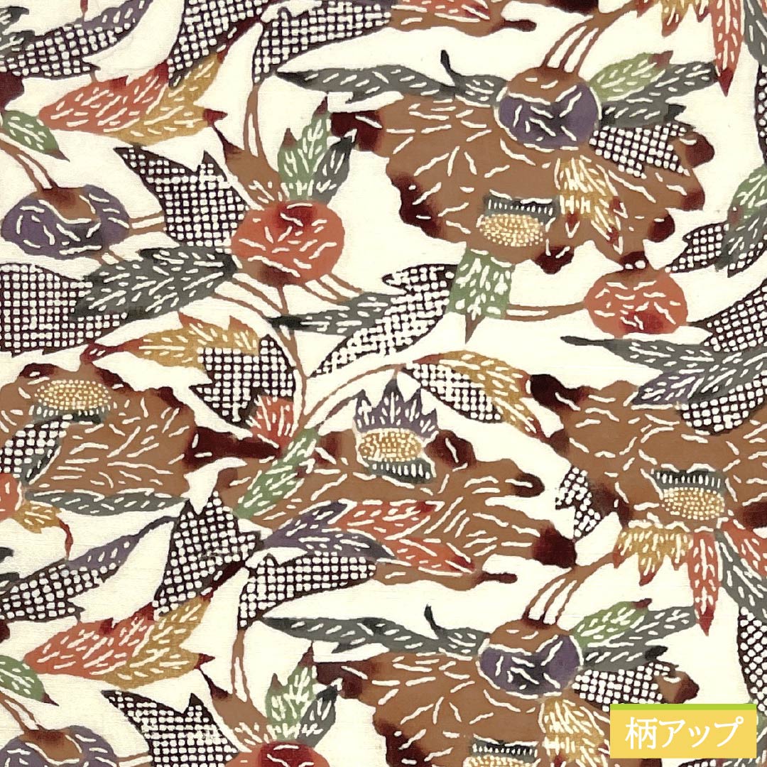 パ*ダ様 型絵染め 開き名古屋帯 縮緬 正絹 中古 菊 紅型染 パステル