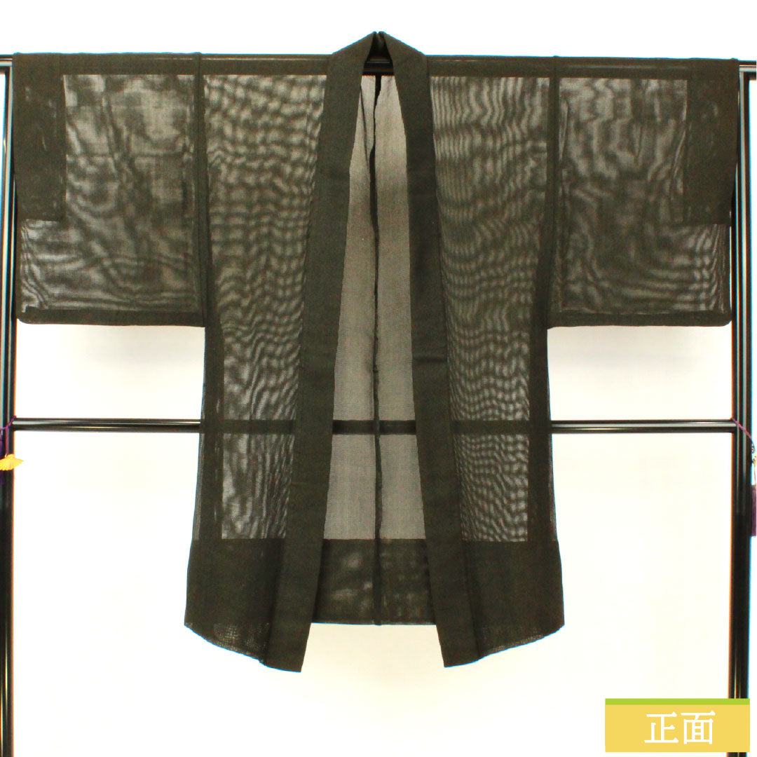 男物 正絹 Aランク 身丈104cm 裄丈67cm 黒橡色（くろつるばみいろ） 緑系 1119001563119