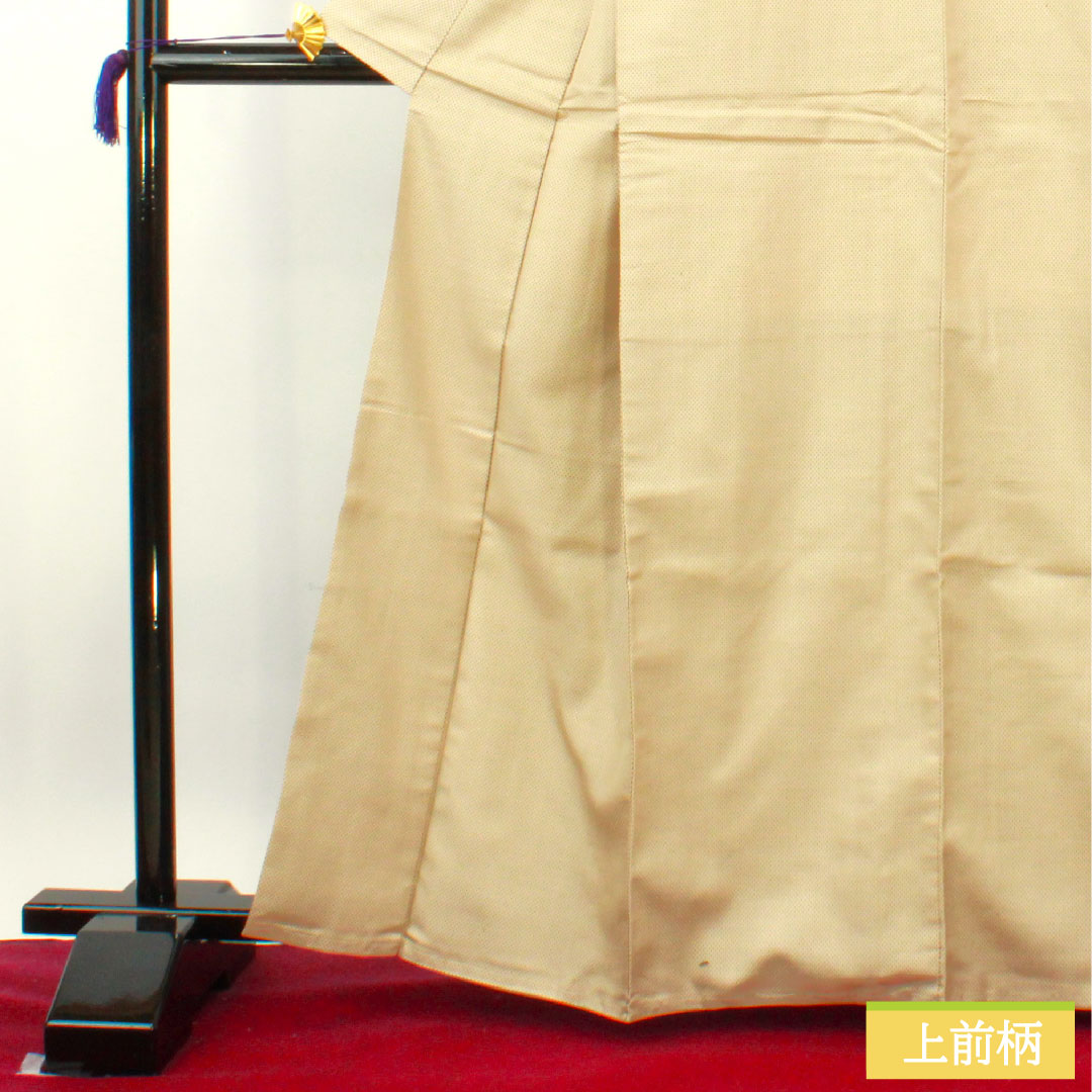 紬 正絹 身丈163.5cm 裄丈64cm 砥粉色（とのこいろ） 十字絣 お召し Aランク 袷 ベージュ系 1116003573425