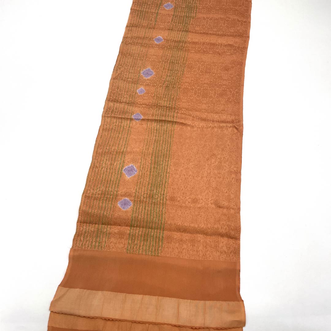 帯揚げ 正絹 Sランク セミフォーマル 照柿色（てりがきいろ） 縞 菱 長さ約165cm 幅約29.5cm 橙系 1136002472926