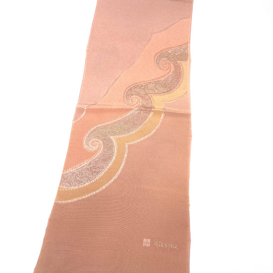 Obiage silk S-rank semi-formal Shinonomeiro Tango Chirimen abstract pattern length approx. 173cm width approx. 30cm pink 1136002932913
