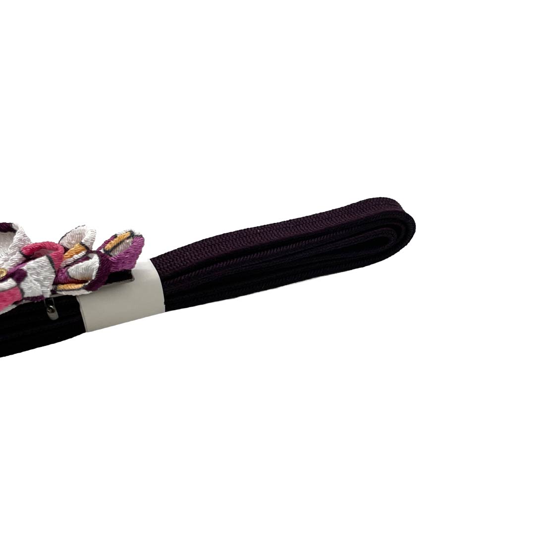 (新品)帯締め 正絹 NEWランク 三分紐 至極色（しごくいろ） 帯留め付き つまみ細工 日本製 長さ約135cm 幅約0.8cm カジュアル 紫系 1135006421320