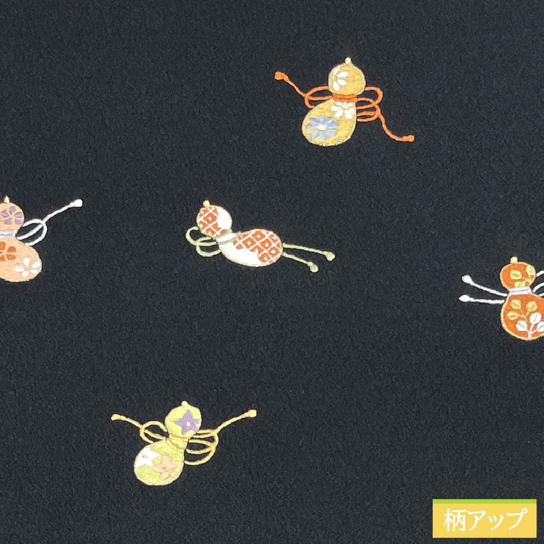 名古屋帯 ポリエステル Sランク 瓢箪 帯丈371cm ポイント柄 セミフォーマル 黒系 1124010822310 名古屋仕立て