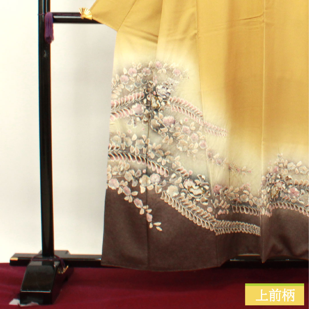 訪問着 正絹 袷 身丈157.5cm 裄丈63.5cm 楊梅色 辻ヶ花 Sランク ベージュ系 1112003512325