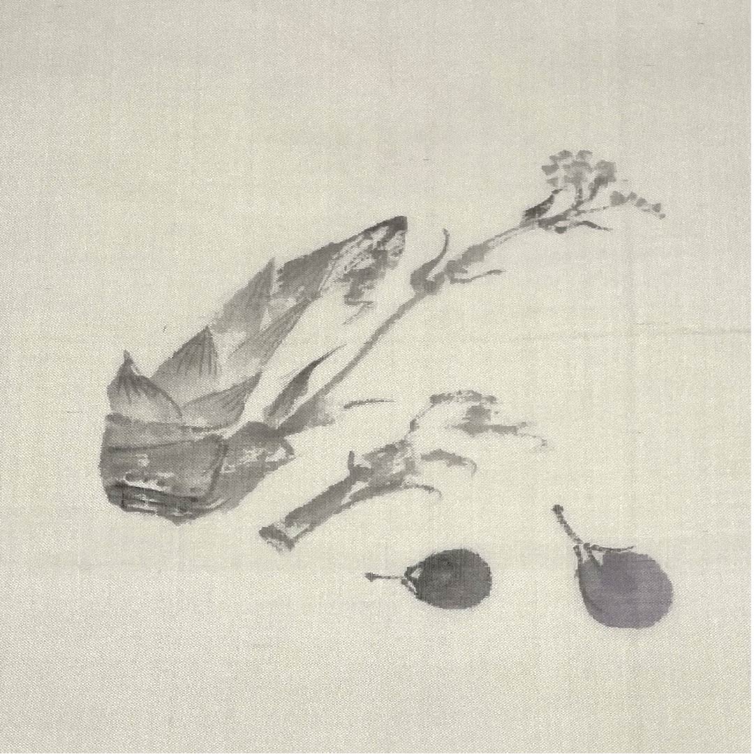 名古屋帯 卯の花色 夏帯 紗 なすび たけのこ 染帯 作家物 西陣織 帯丈375.5cm 正絹 Aランク ポイント柄 カジュアル グレー系 1124003903322  名古屋仕立て