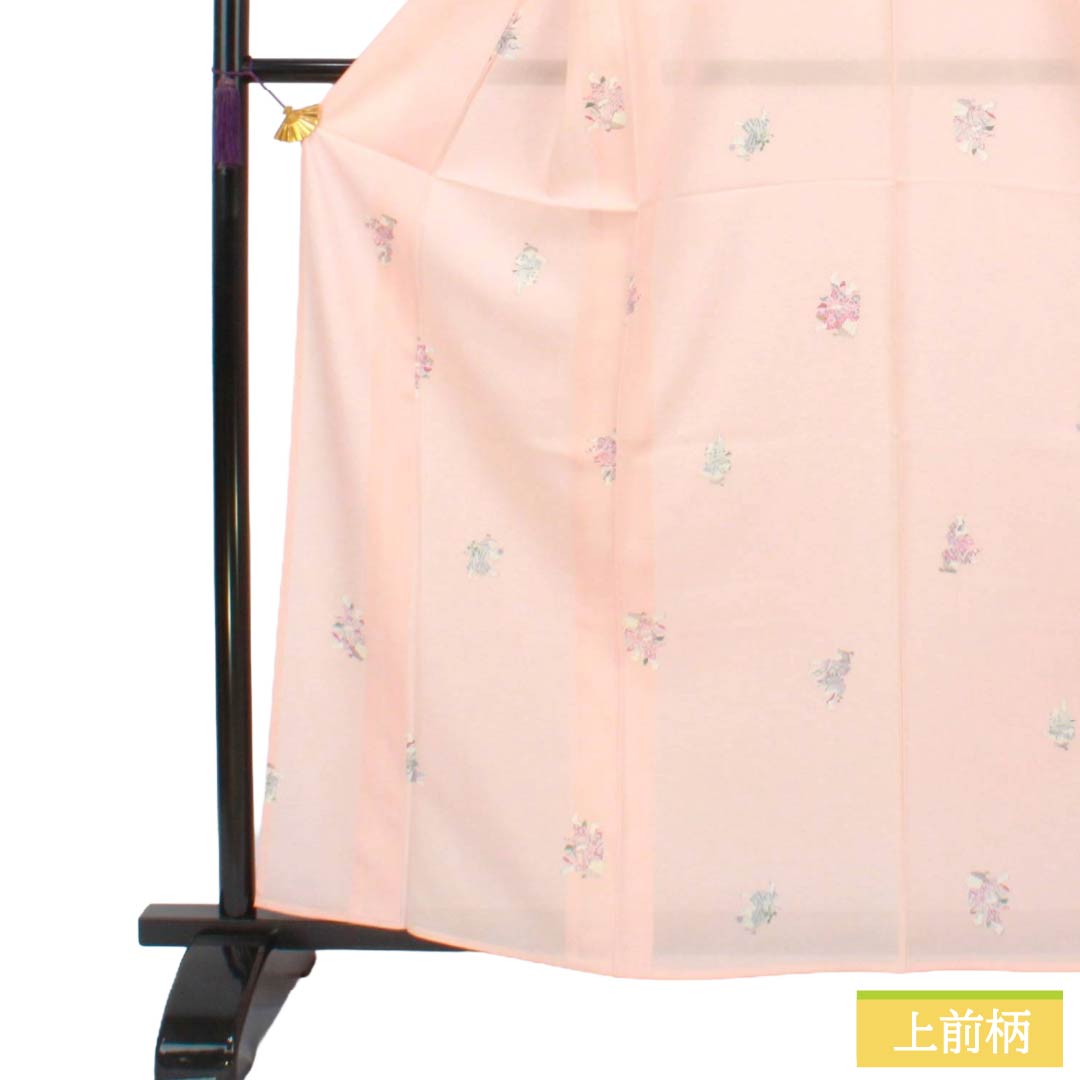 リサイクル着物】夏物 正絹 小紋 Sランク 身丈160.5cm 裄丈63cm 乙女色
