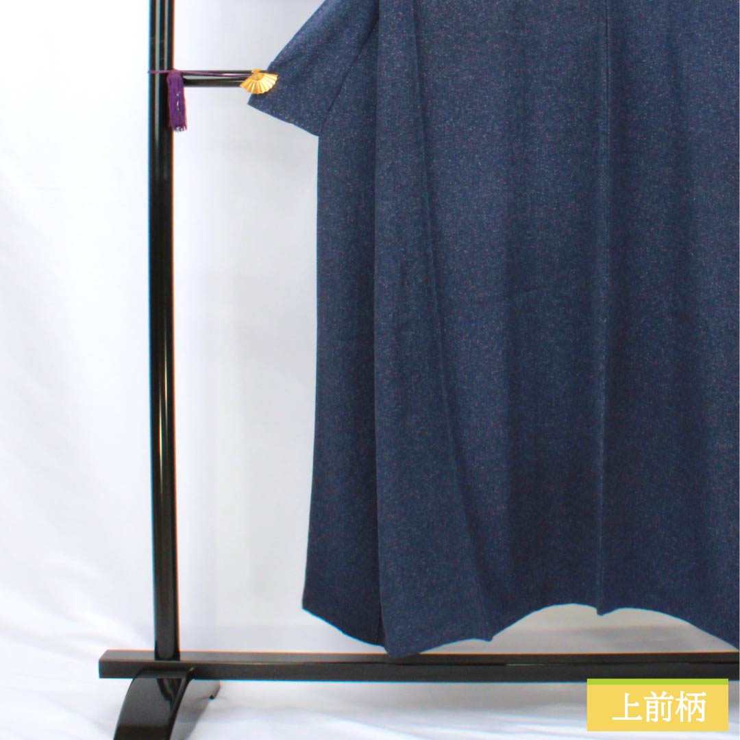 小紋 正絹 Sランク 身丈150.5cm 裄丈65cm 単衣 紺色（こんいろ） 一つ紋 蔦 タタキ染 紺系 1115007002118