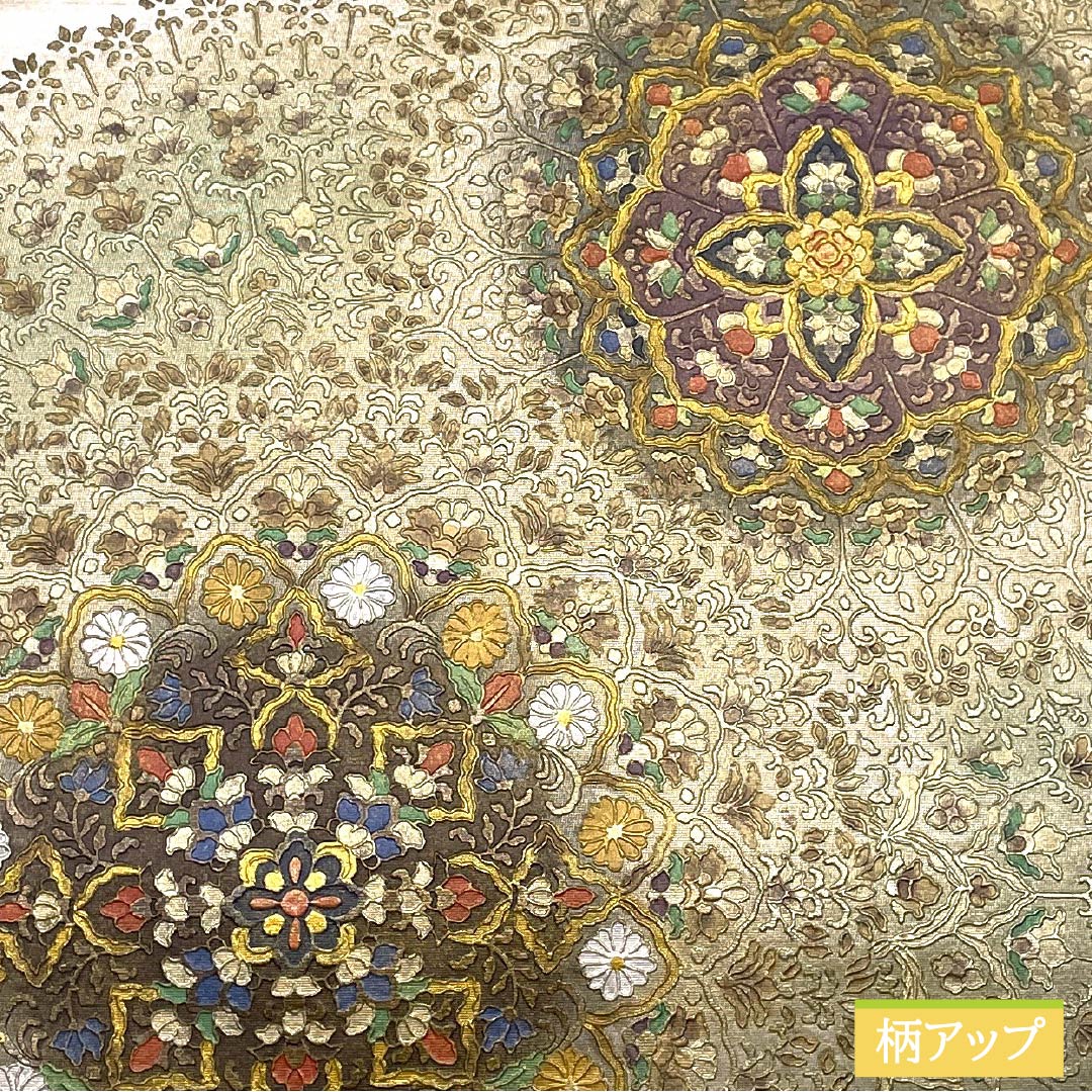 袋帯 正絹 留袖用 引箔 華文 帯丈432cm Bランク ポイント柄 フォーマル 銀系 1123014304322