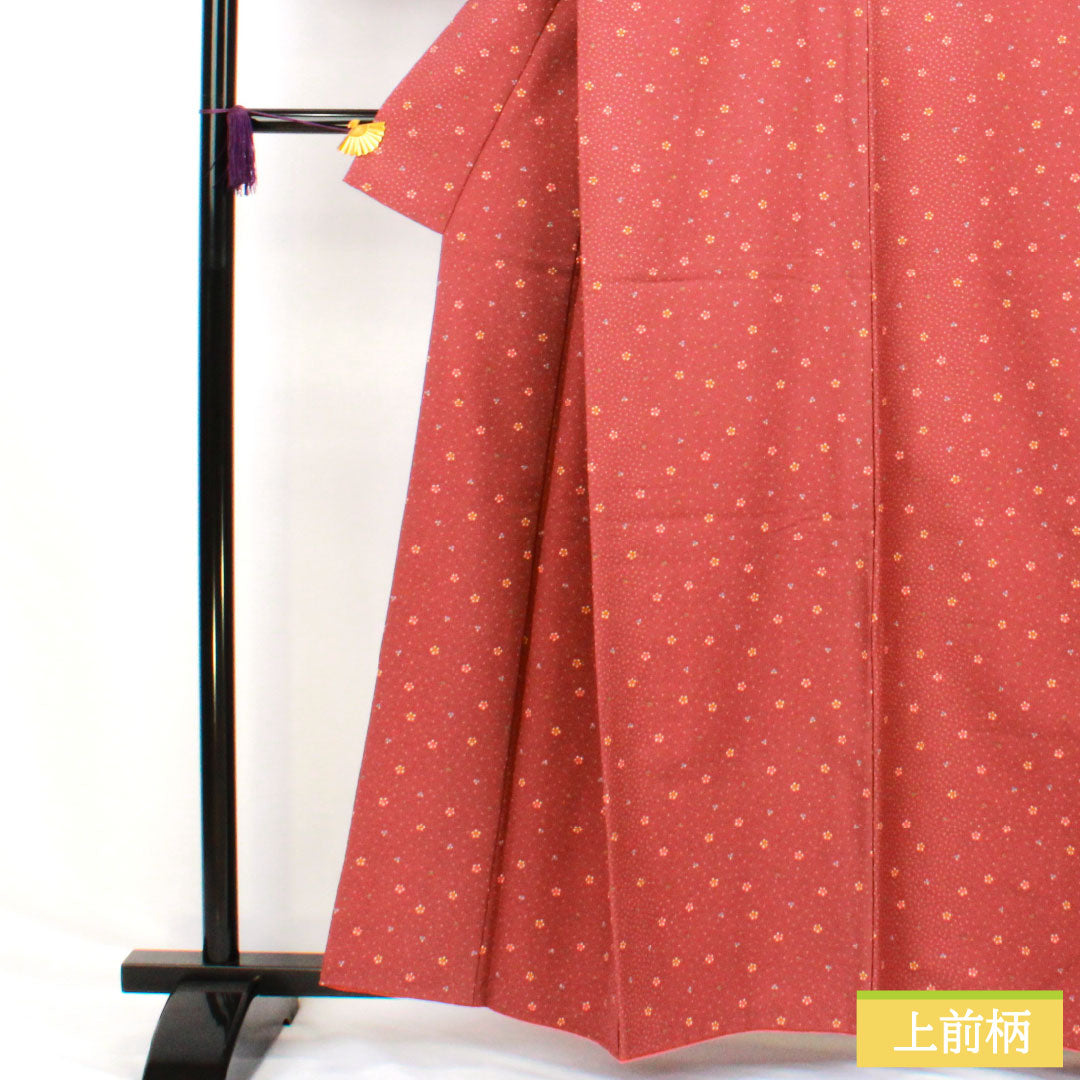 Komon (small pattern) polyester, S rank, length 160cm, sleeve length 67cm, lined, Shiinibiiro (dull shii-iro) color, washable, abstract pattern, red, 1115007582412