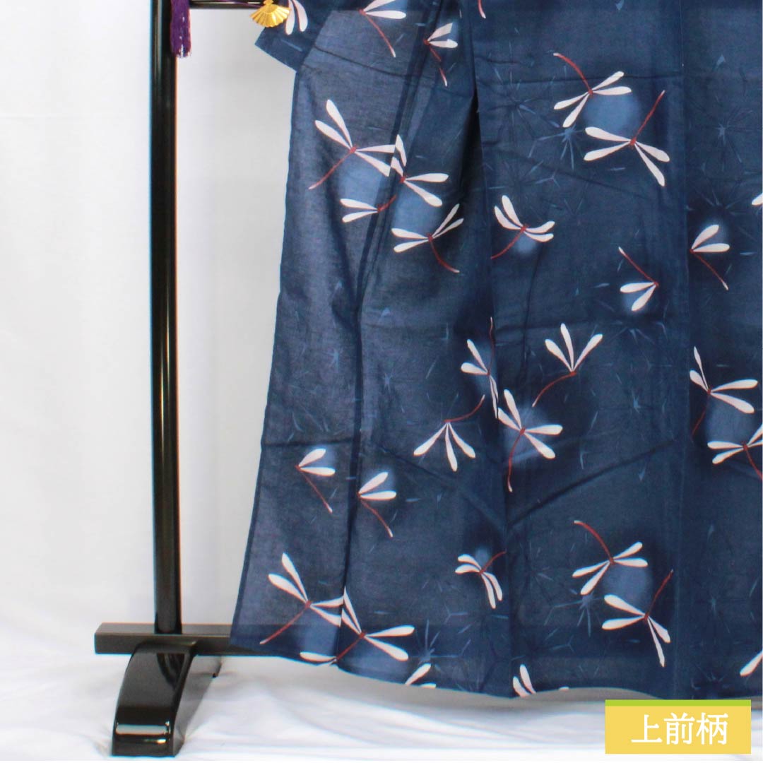 浴衣 木綿 身丈162cm 裄丈65.5cm Sランク 単衣 紺系 紺色（こんいろ） トンボ ラビッサンルーチェ 1118006022418
