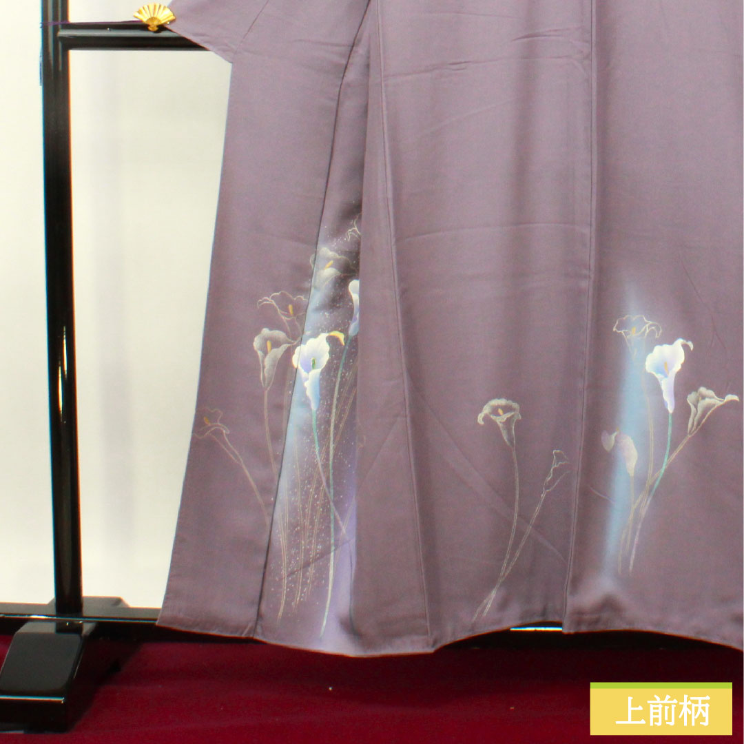 訪問着 正絹 袷 身丈157.5cm 裄丈64.5cm 中滅紫色（なかのけしむらさきいろ） 京友禅 カラー Sランク 紫系 1112004812320