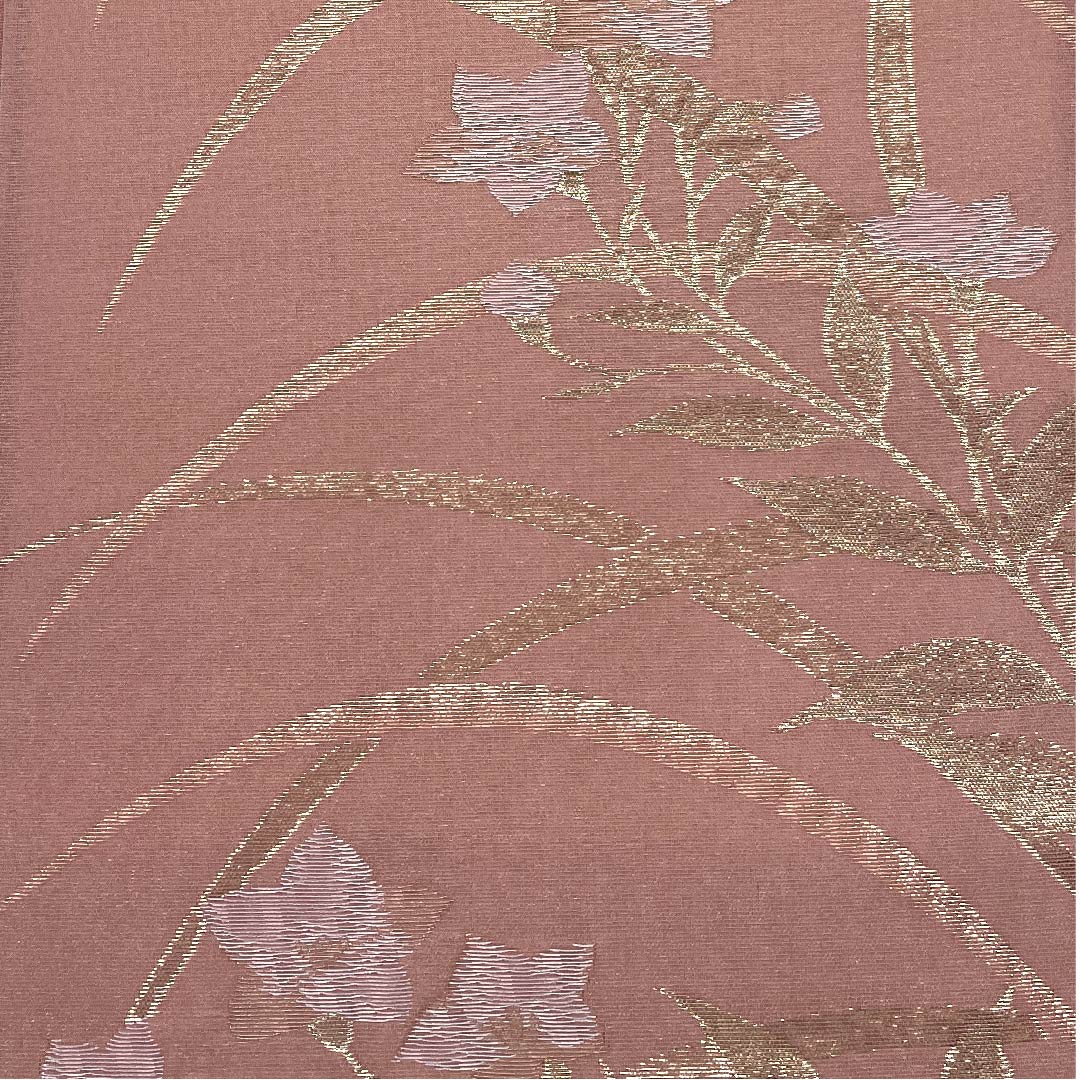 袋帯 薄紅梅色（うすこうばいいろ）夏帯 桔梗 露芝 帯丈424cm 正絹 Sランク 六通 フォーマル ピンク系 1123007272313
