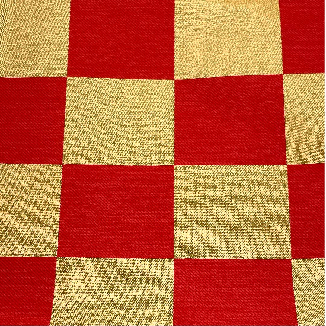 袋帯 金色 振袖用 市松 帯丈440cm 正絹 Sランク 六通 フォーマル 金系 1123006252321