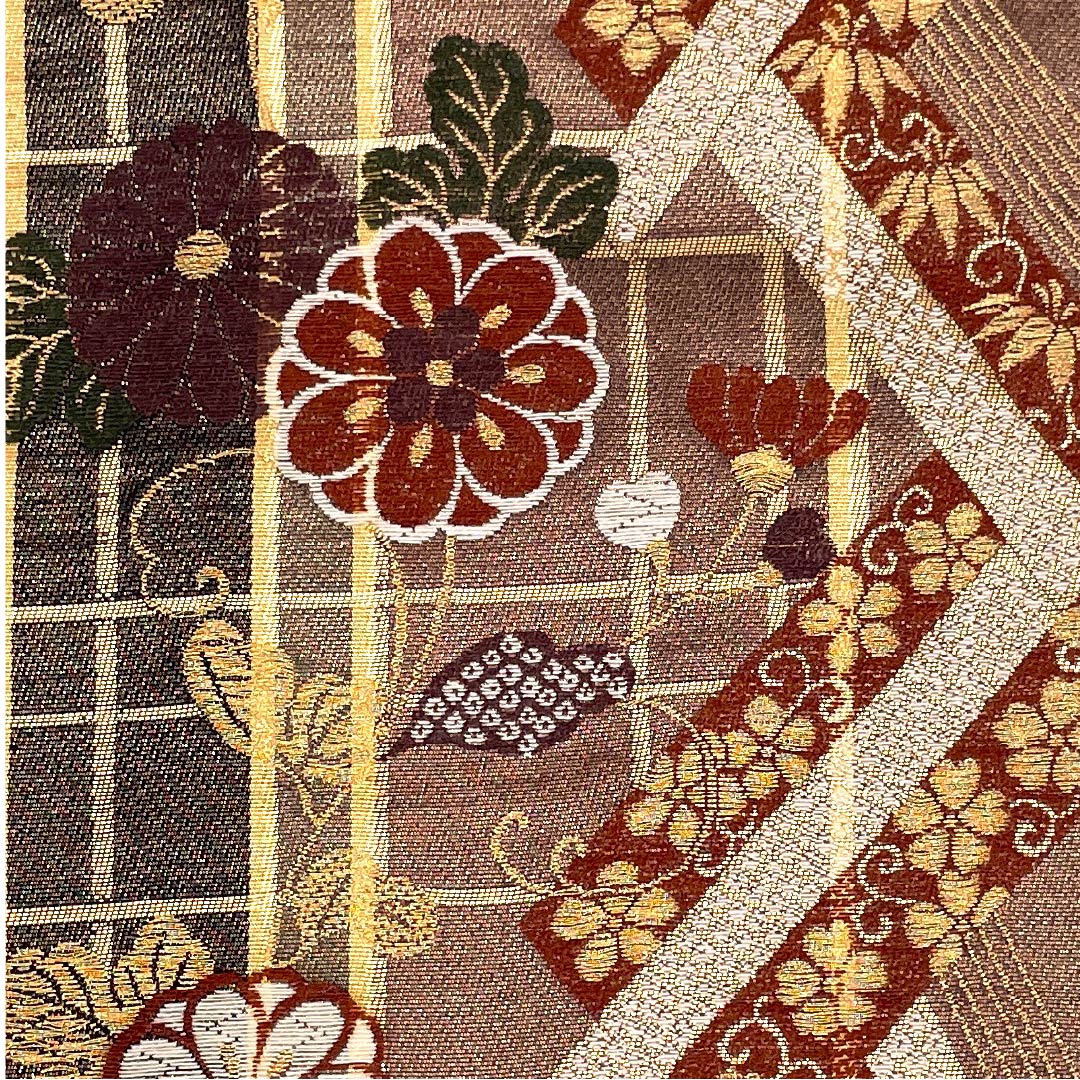 （未仕立）半幅帯 正絹 古典柄 花唐草 菊 帯丈438cm グラデーション系 Sランク 1125001792499