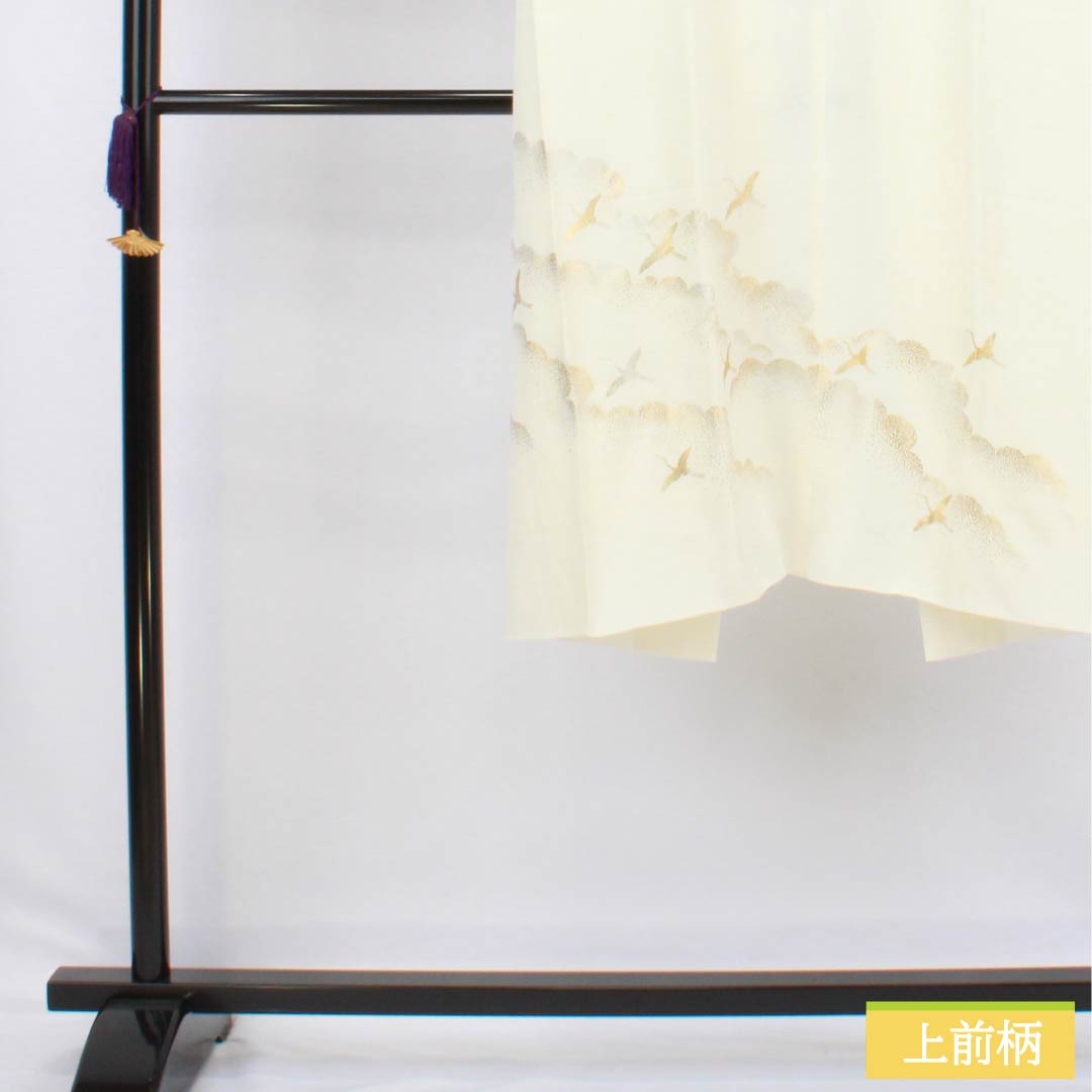 長襦袢 正絹 Sランク 身丈119cm 裄丈64cm 袷 鶴 寿 シルクガード 絵羽付け 白系 1129000772111