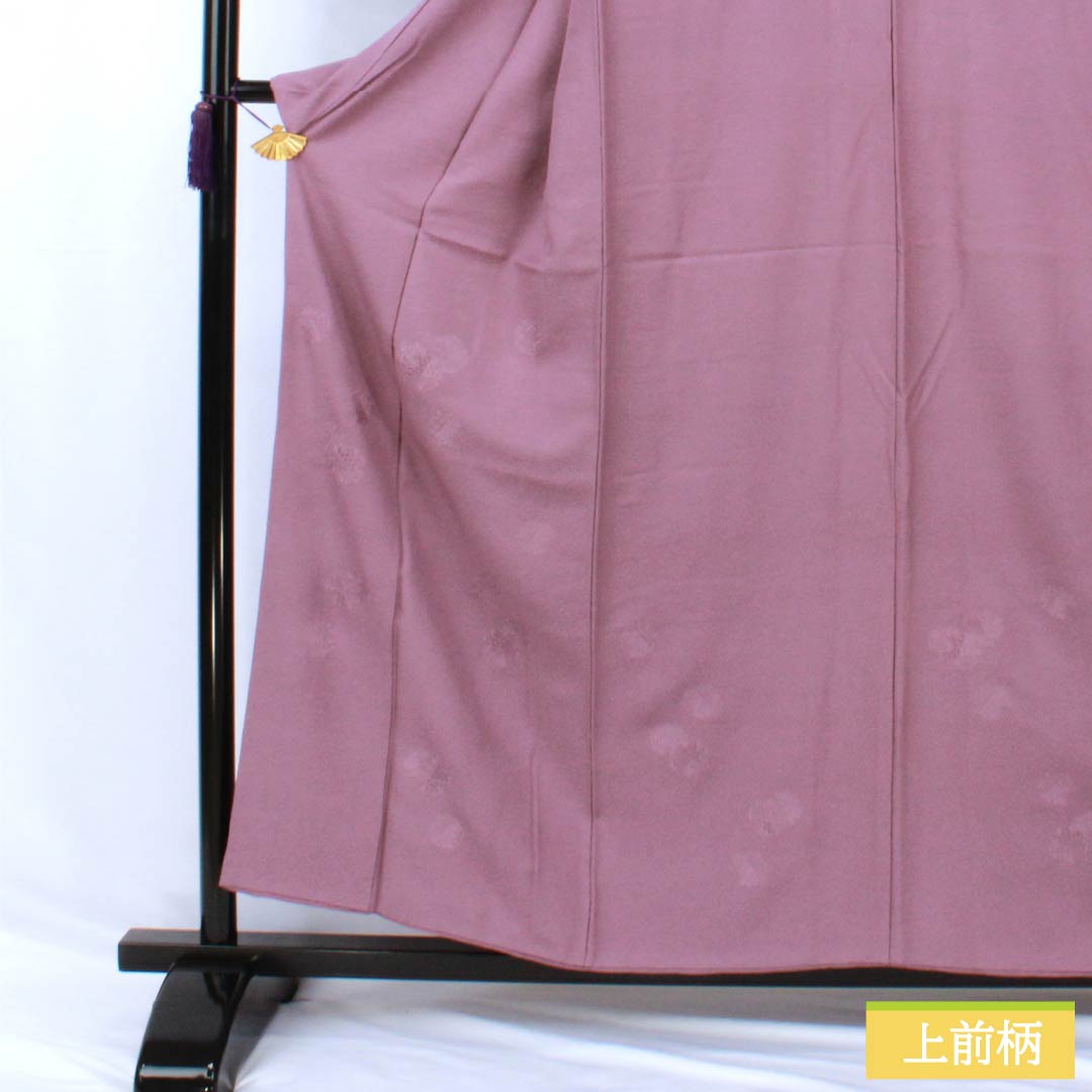 訪問着 正絹 Aランク 袷 身丈155.5cm 裄丈60cm 京藤色（きょうふじいろ） 無地付下げ 汕頭刺繡 雪輪 揚羽蝶 縫い紋 紫系 1112007033320