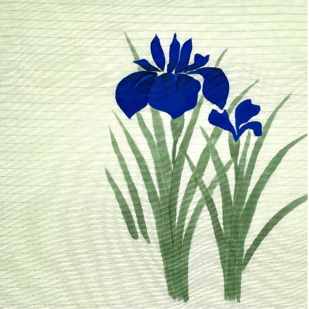 名古屋帯 龍泉青瓷釉色色 夏帯 絽 染帯 作家物 あやめ 帯丈353.5cm 正絹 Aランク ポイント柄 カジュアル 緑系 1124004263319  名古屋仕立て