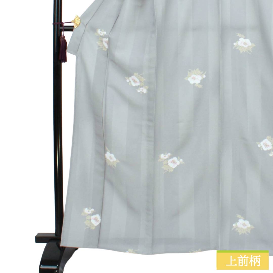 小紋 ポリエステル Sランク 身丈164.5cm 裄丈66cm 単衣 水銀色（すいぎんいろ） 白銅色（はくどういろ） 洗える着物 縞 花柄 グレー系 1115008202422
