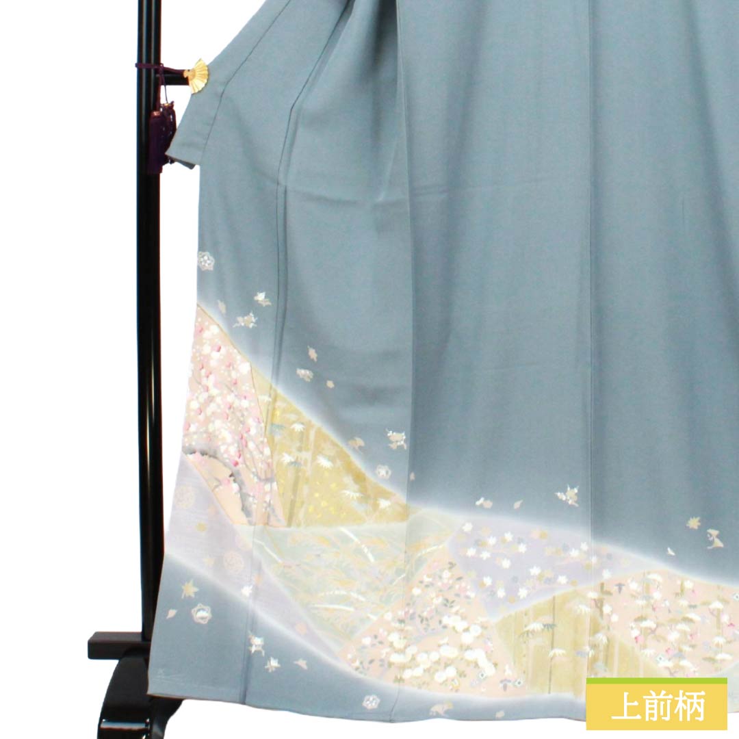 色留袖 正絹 Aランク 身丈167cm 裄丈67cm 袷 沈香茶色（とのちゃいろ） 京友禅 松竹梅 吉祥文様 一つ紋 沢瀉 一つ紋 青系 1111002283517