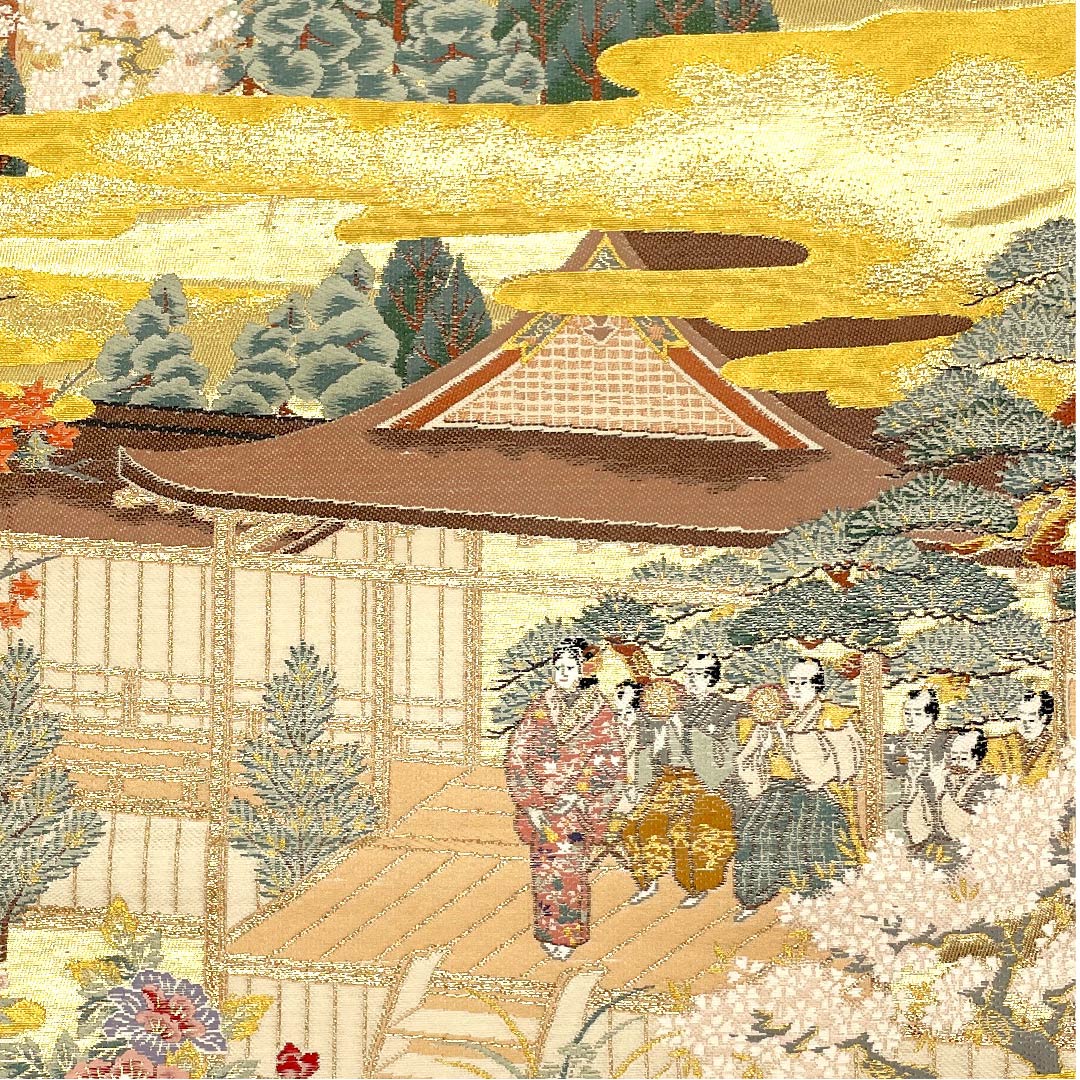 袋帯 金色 時代人物模様 帯丈440cm 正絹 Aランク 六通 フォーマル 金系 1123003133321