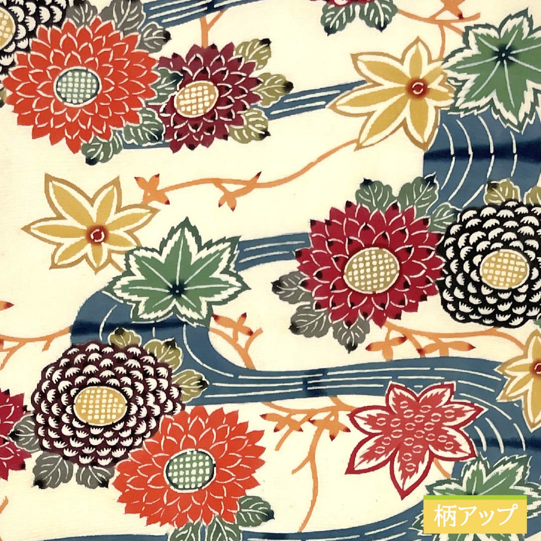 Nagoya obi, natural color, Kyoto Bingata, Bingata-style pattern, flowing water, obi length 338cm, pure silk, S rank, six-pass, casual, cream-colored, 1124007262315, Nagoya-made