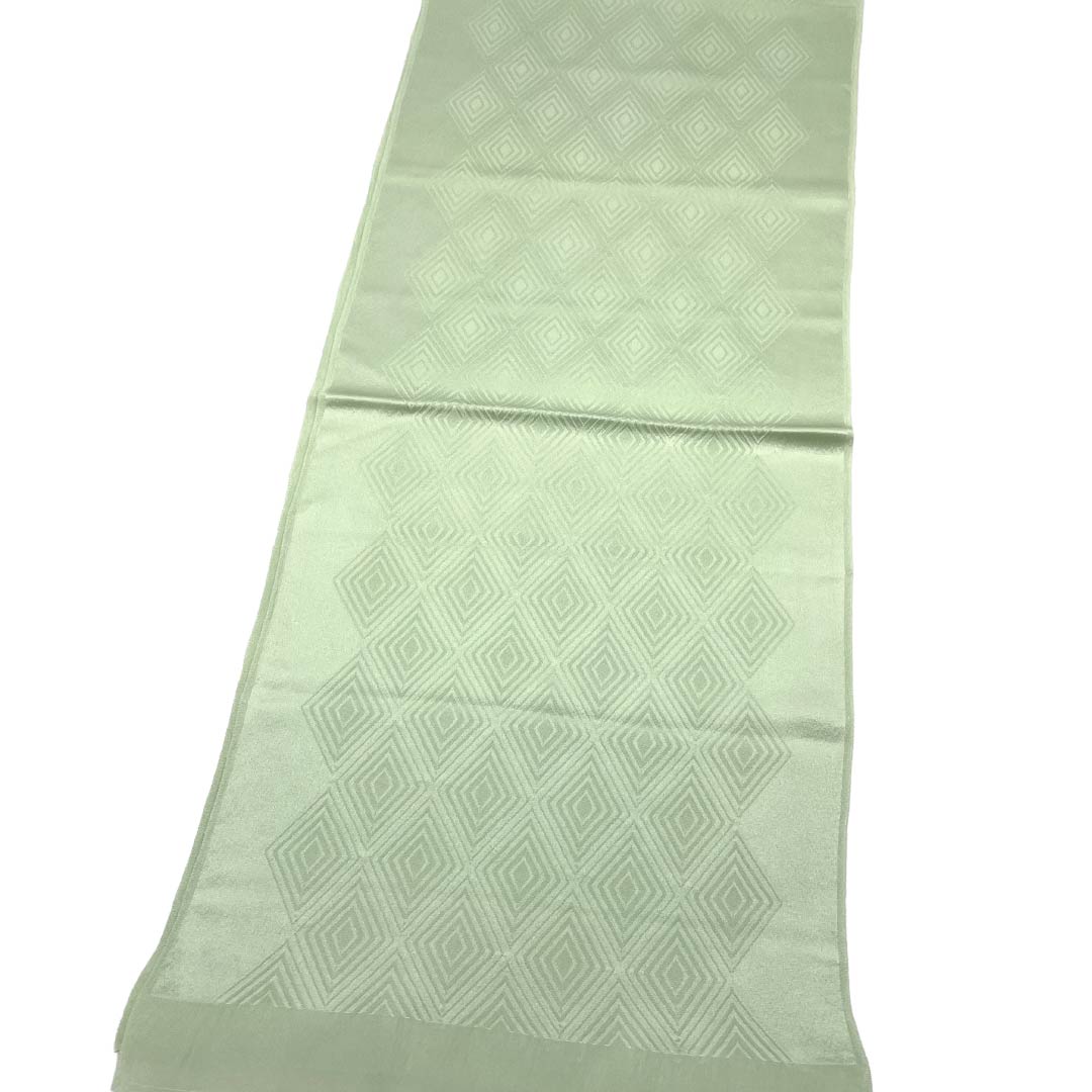 帯揚げ 正絹 Sランク セミフォーマル 白緑色（びゃくりょくいろ） 菱模様 古典柄  長さ約164cm 幅約31cm 緑系 1136003592919
