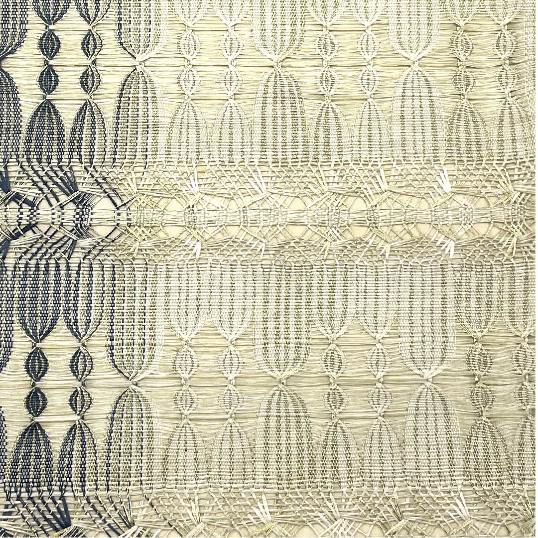 袋帯 乳白色色（にゅうはくしょくいろ） 幾何学模様 帯丈456cm 正絹 Sランク ポイント柄 セミフォーマル 白系 1123007212411