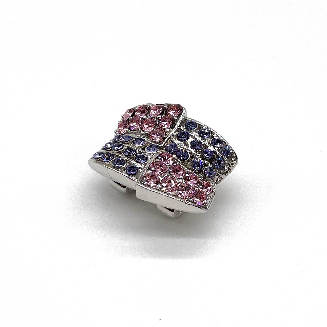 (New old stock) Obi clasp, glass, casual, Swarovski, square, length approx. 2cm, width approx. 2.5cm, S rank, pink, 1137001052913
