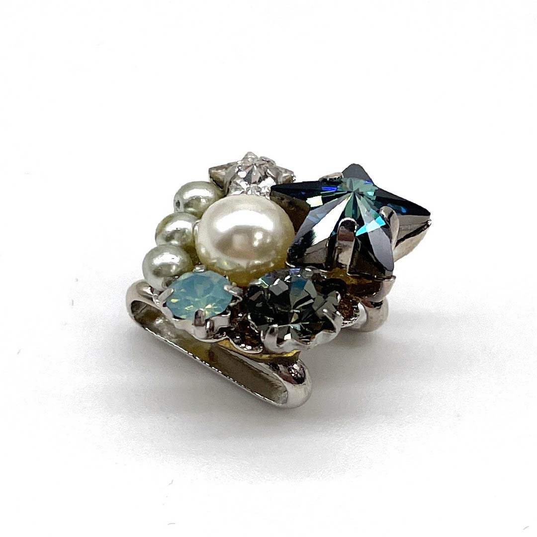 (New old stock) Obidome Other Casual Rhinestone Pearl Star Length approx. 2cm Width approx. 2cm S rank Silver 1137000892922