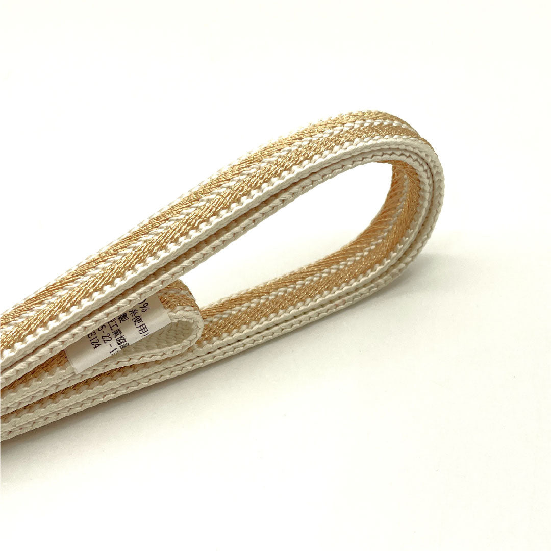 (新品)帯締め 正絹 NEWランク 生成り色（きなりいろ） 金 撚り房 長さ約169cm 幅約1.3cm セミフォーマル 白系 1135005201311