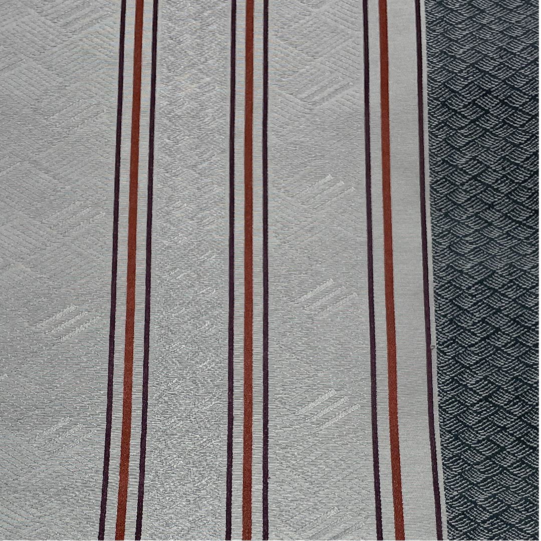 名古屋帯 京袋帯 菱模様 グレー系濃淡 帯丈381cm ポリ Sランク 全通 カジュアル グレー系 1124003422322  開き仕立て