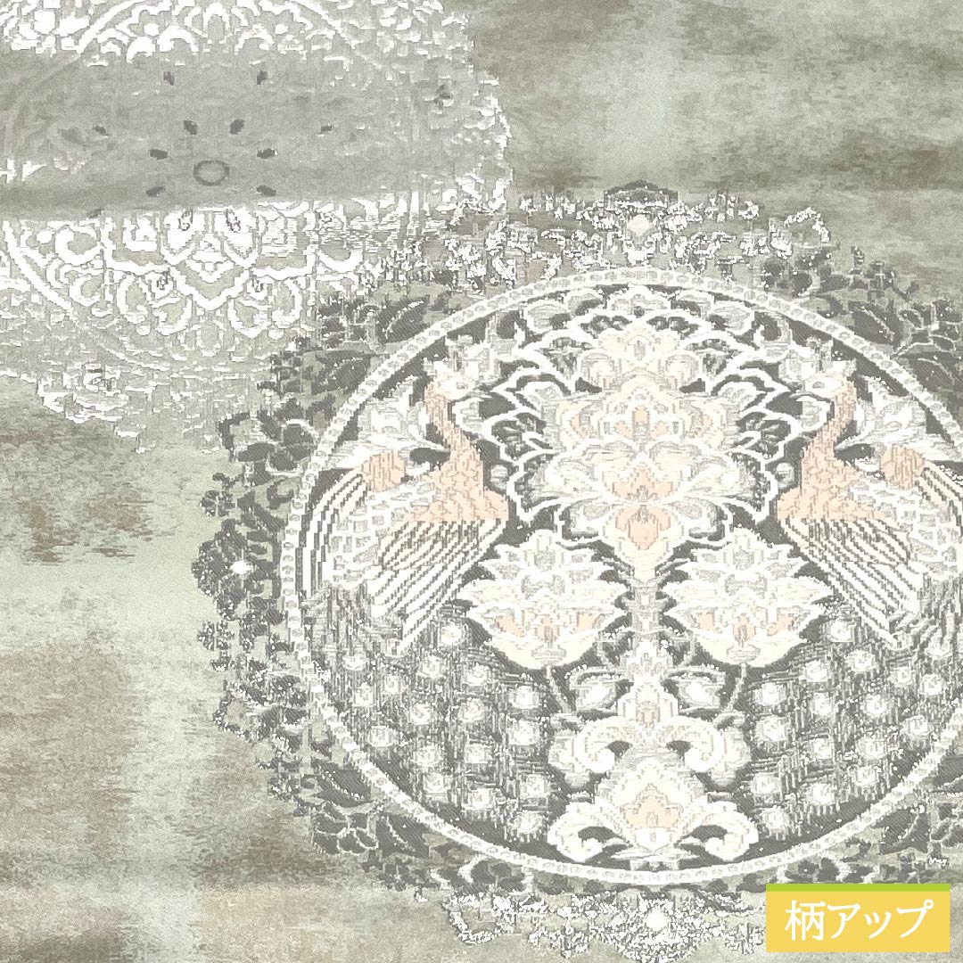 名古屋帯 正絹 Aランク 薄緑色（うすみどりいろ） 引箔 プラチナ箔 華紋 帯丈350cm ポイント柄 セミフォーマル 水色系 1124010713324 名古屋仕立て