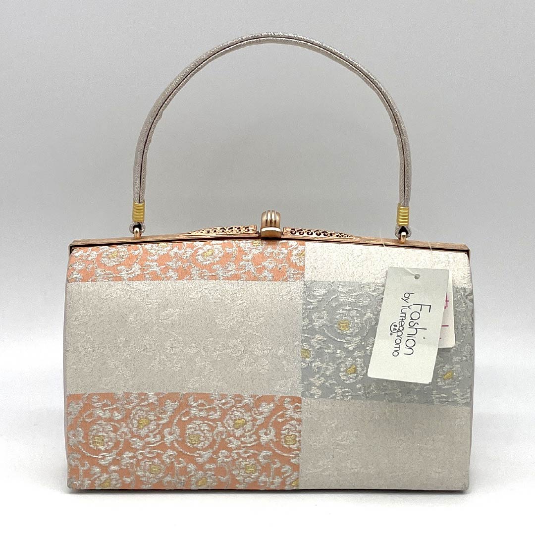 （新古品）草履バッグセット フォーマル Aランク 明綴れ 市松 唐花 Lサイズ 銀系 1133000383422