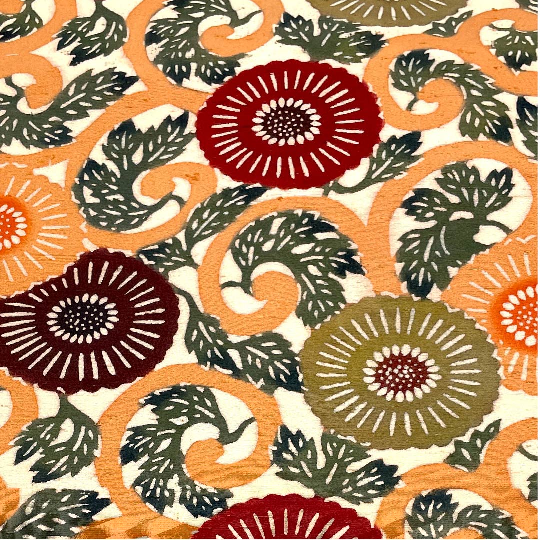 名古屋帯 生成り色 型染 花唐草 帯丈325cm 正絹 Sランク 全通 カジュアル 白系 1124003602311  名古屋仕立て