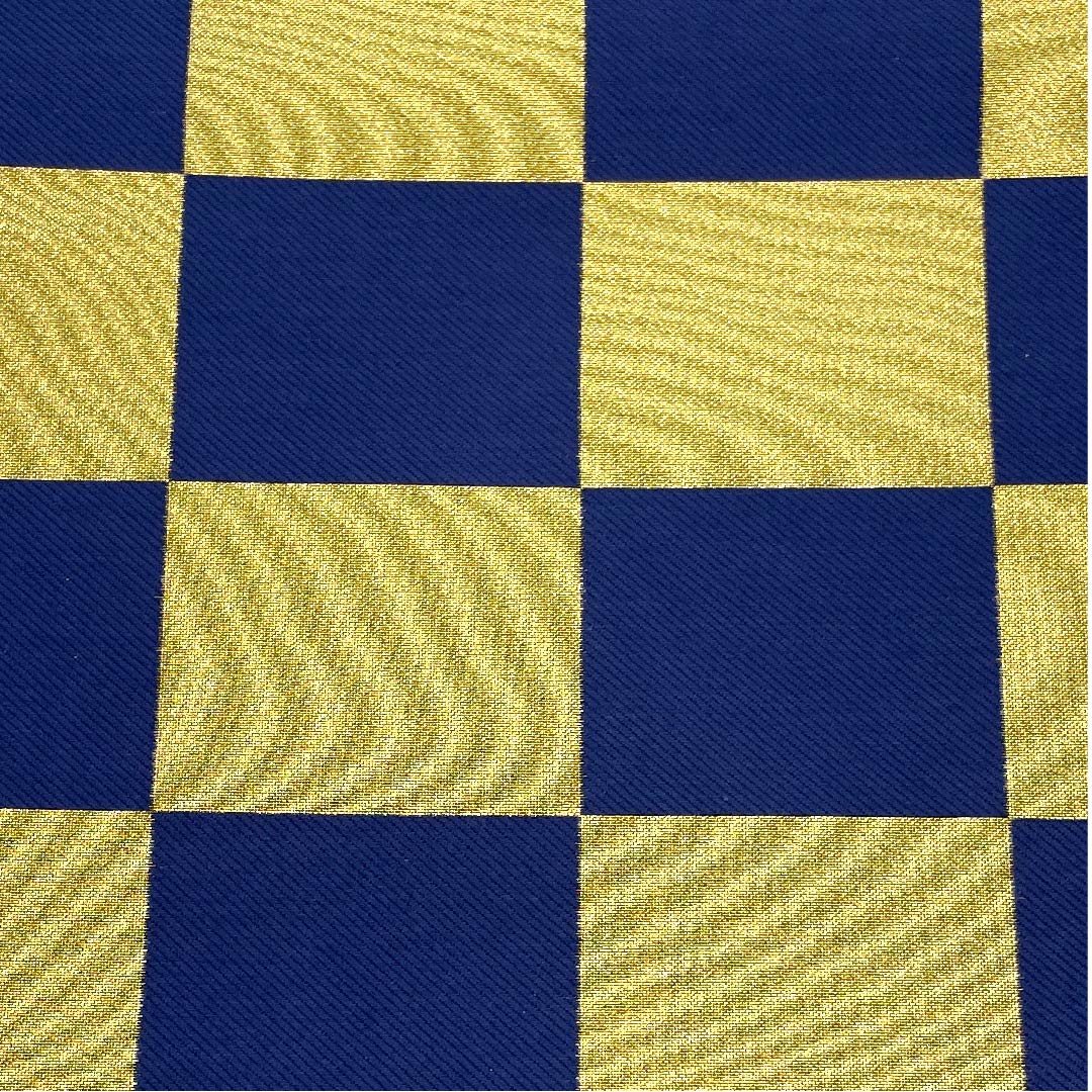 袋帯 金色 振袖用 市松 帯丈448cm 正絹 Sランク 六通 フォーマル 金系 1123006302321