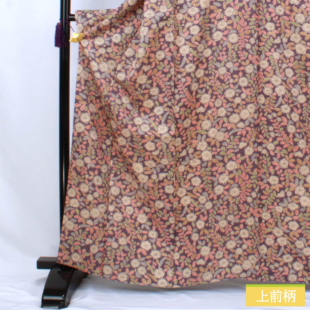 小紋 正絹 Aランク 身丈163cm 裄丈68cm 袷 中紫色（なかのむらさきいろ） 辻ヶ花 紫系 1115007723420