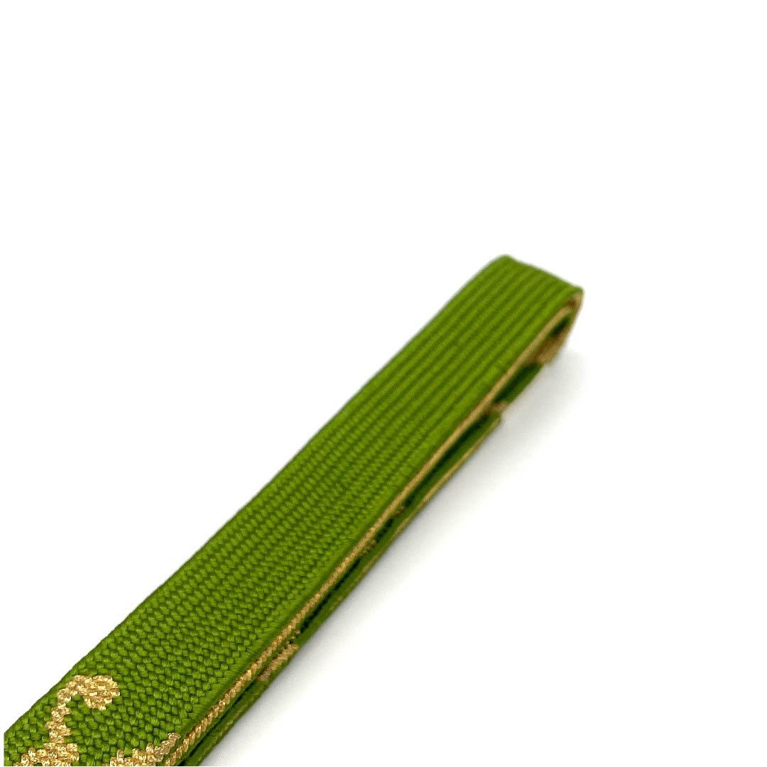 （新古品） 帯締め 正絹 四分紐 比金襖色（ひこうのういろ） 手組紐 花唐草 新古品 長さ約162cm 幅約1.7cm セミフォーマル Sランク 緑系 1135002622319