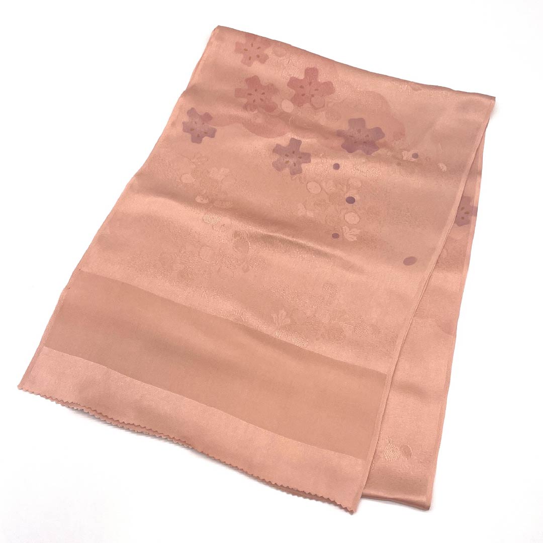 帯揚げ 正絹 Sランク セミフォーマル 東雲色（しののめいろ） 古典柄 花柄 長さ約172cm 幅約29.5cm ピンク系 1136002042913