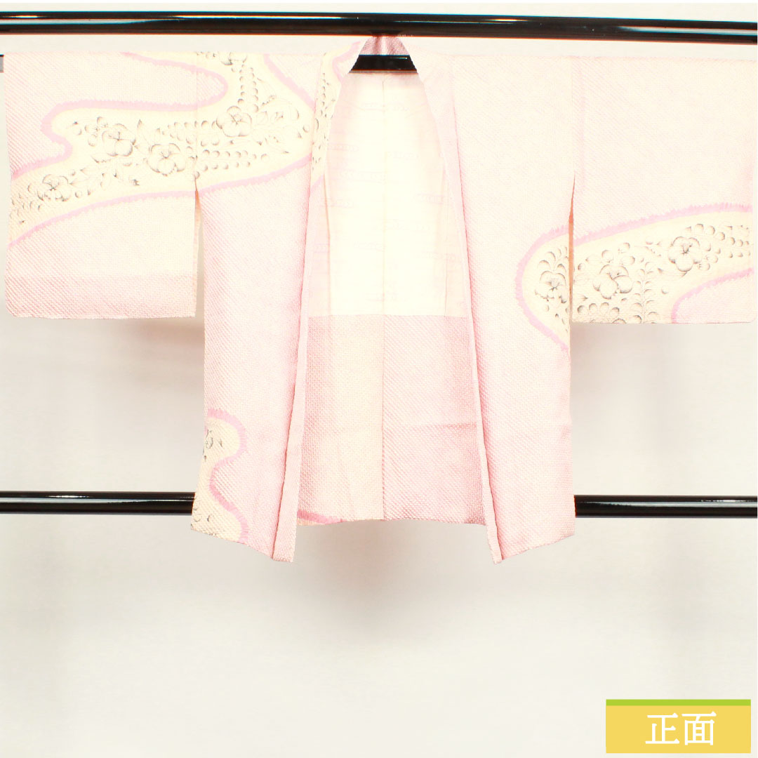 羽織 正絹 身丈80.5cm 裄丈64cm  桃色 総絞り 辻ヶ花 Aランク 袷 ピンク系 1117000703913