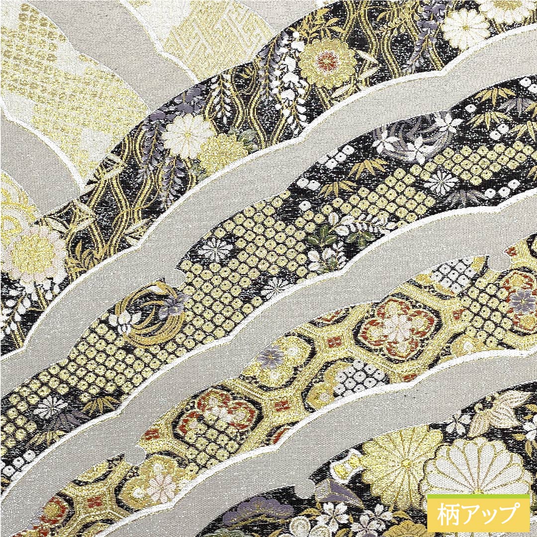 袋帯 正絹 銀白色色（ぎんはくしょくいろ） 平田藤三郎 雪輪 古典柄 花柄 帯丈436cm Sランク 六通 フォーマル 銀系 1123010872322