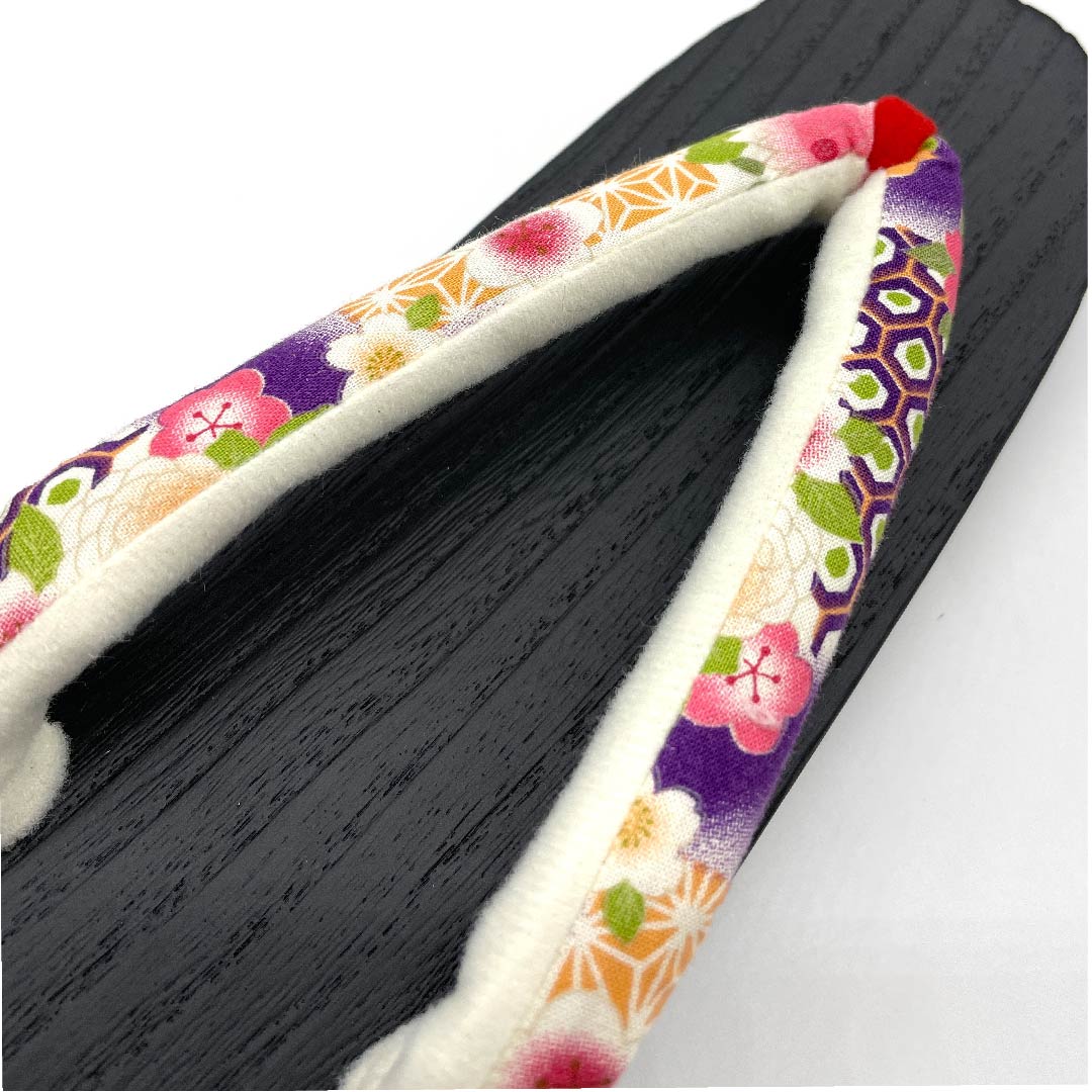 （新品未使用品）下駄 菊 桜 亀甲 XLサイズ 黒系 NEWランク 1122000981510