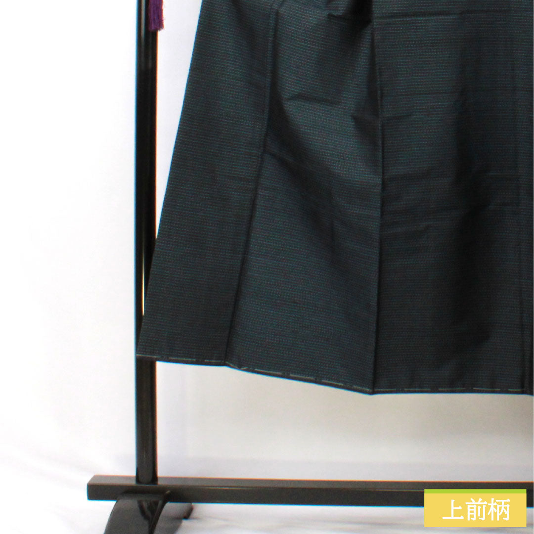 男物 正絹 Sランク 身丈141.5cm 裄丈64cm 大島紬 横双絣 しつけ糸付き 袷 紺系 1119001732418