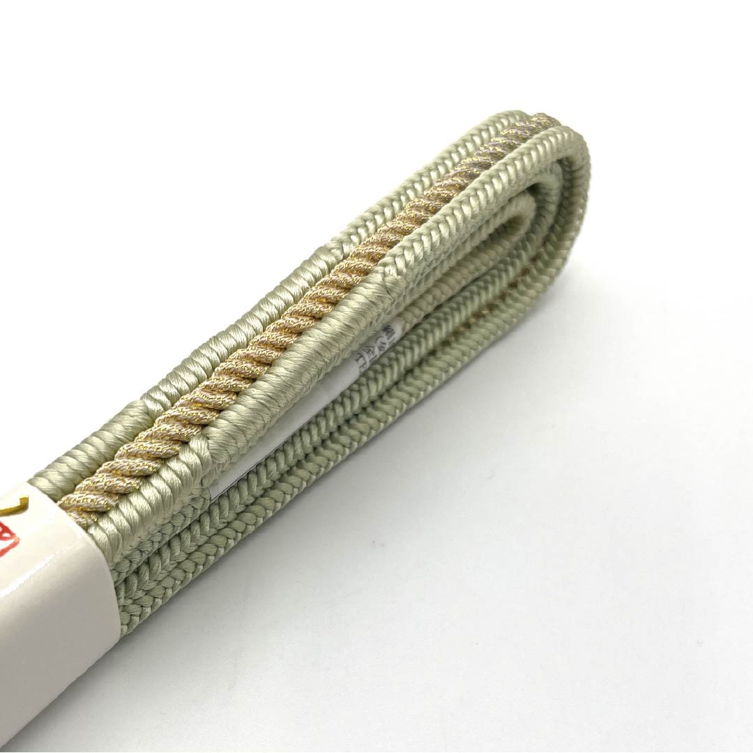 帯締め 正絹 四分紐 硫黄色（いおういろ） 金色 新古品 長さ約165cm 幅約1.5cm フォーマル Sランク 緑系 1135003052319