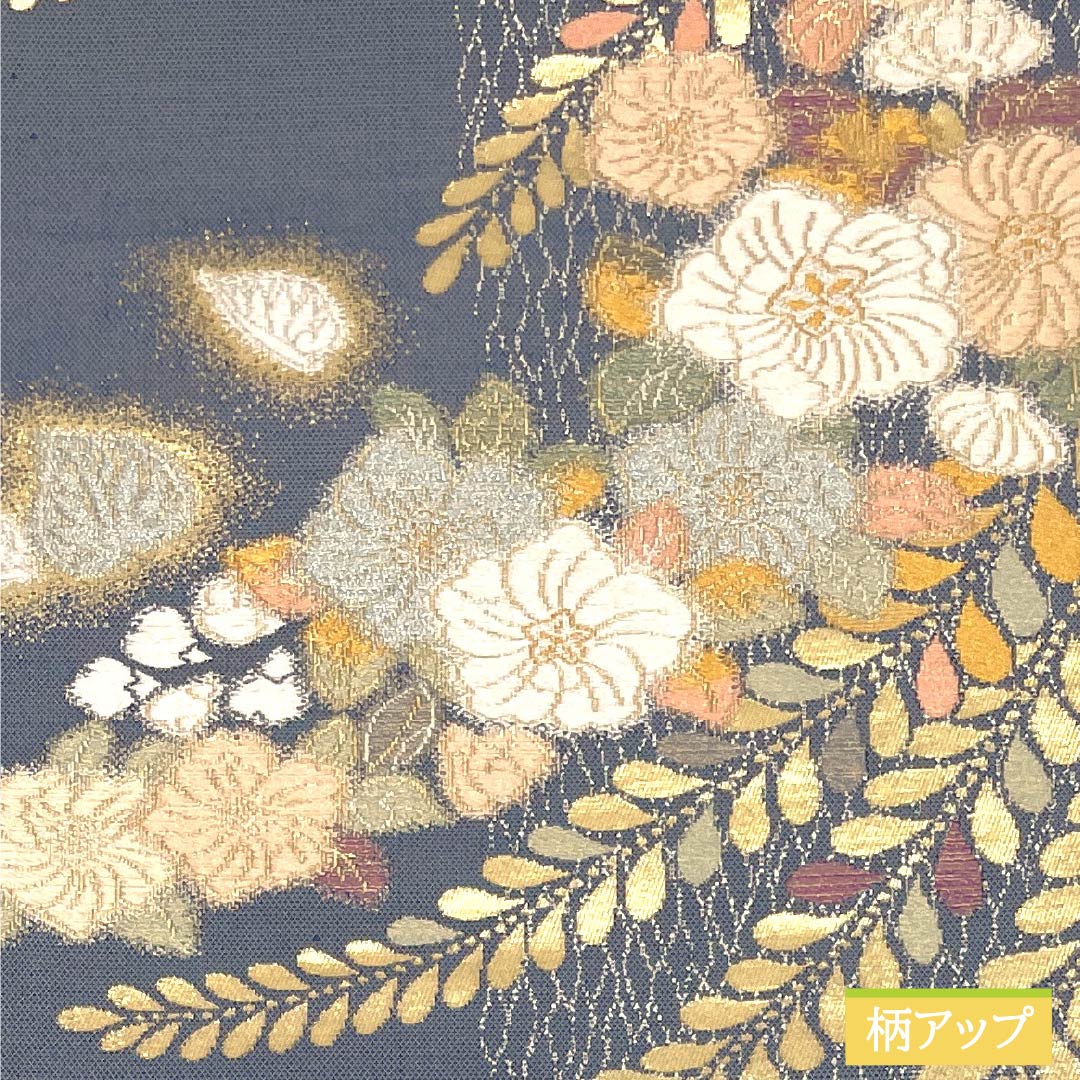 袋帯 正絹 Aランク 裏色（うらいろ） 辻ヶ花 帯丈436cm 六通 セミフォーマル 青系 1123015133317