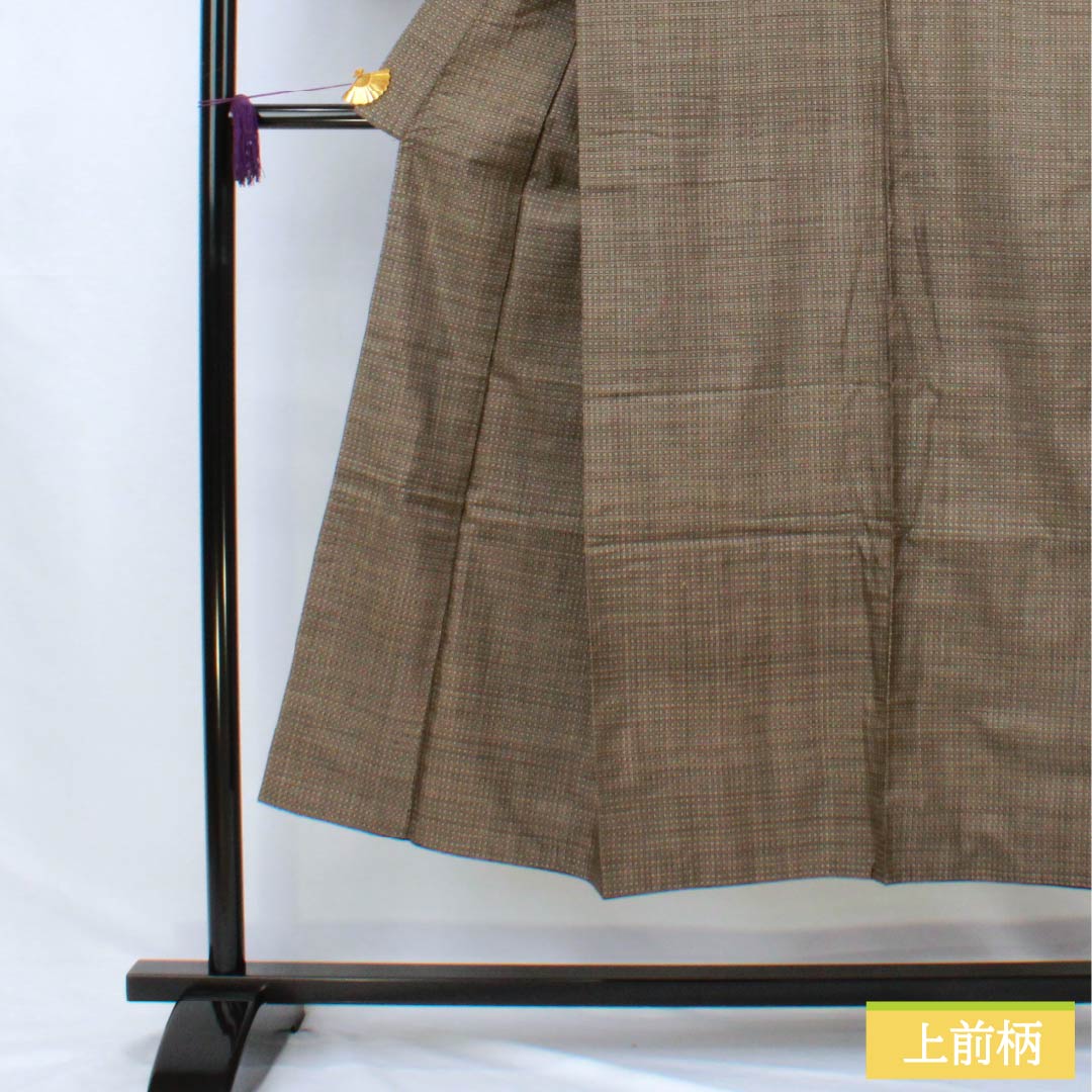 男物 正絹 Sランク 身丈143cm 裄丈63.5cm  憲房色（けんぼういろ） 大島紬 袷 茶系 1119001162414