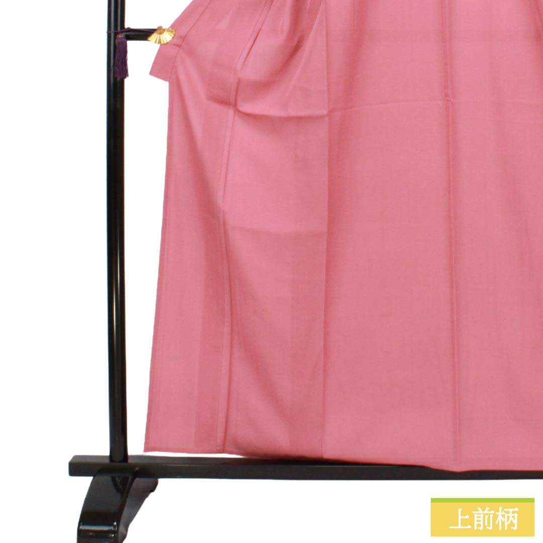 夏物 正絹 色無地 Sランク 身丈158cm 裄丈61.5cm 中紅花色（なかのくれないいろ） 素無地 一つ紋 丸に剣片喰 絽 ピンク系 1132004892313