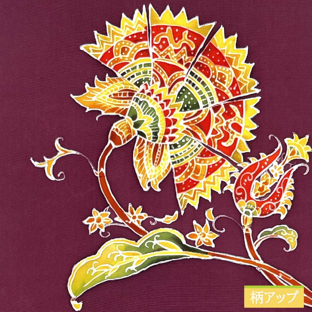 名古屋帯 赤紫色（あかむらさきいろ） 染め帯 抽象花 帯丈348cm 正絹 Sランク ポイント柄 カジュアル 紫系 1124007622320 名古屋仕立て